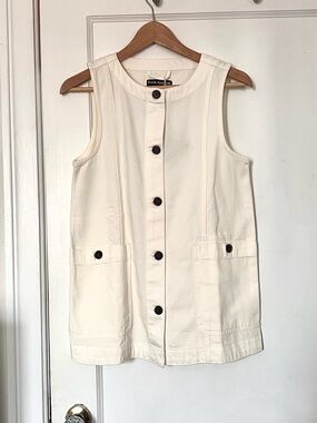 Frank & Oak Off-White Button-Front Sleeveless Vest